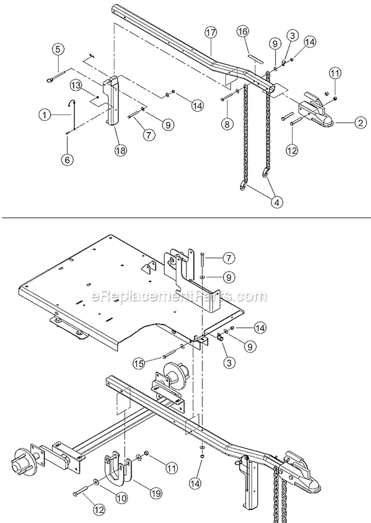 Trailer Hitch - Ce Compliant Diagram and Parts List for CH5653 5VJAA001XBW002854 Bear Cat Chipper Shredder